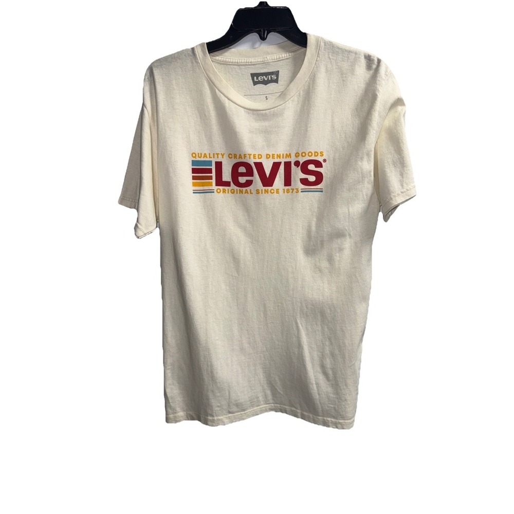 Levi's Cream Cotton T-Shirt Men's Size Small Loose Fit Excellent Used Condition